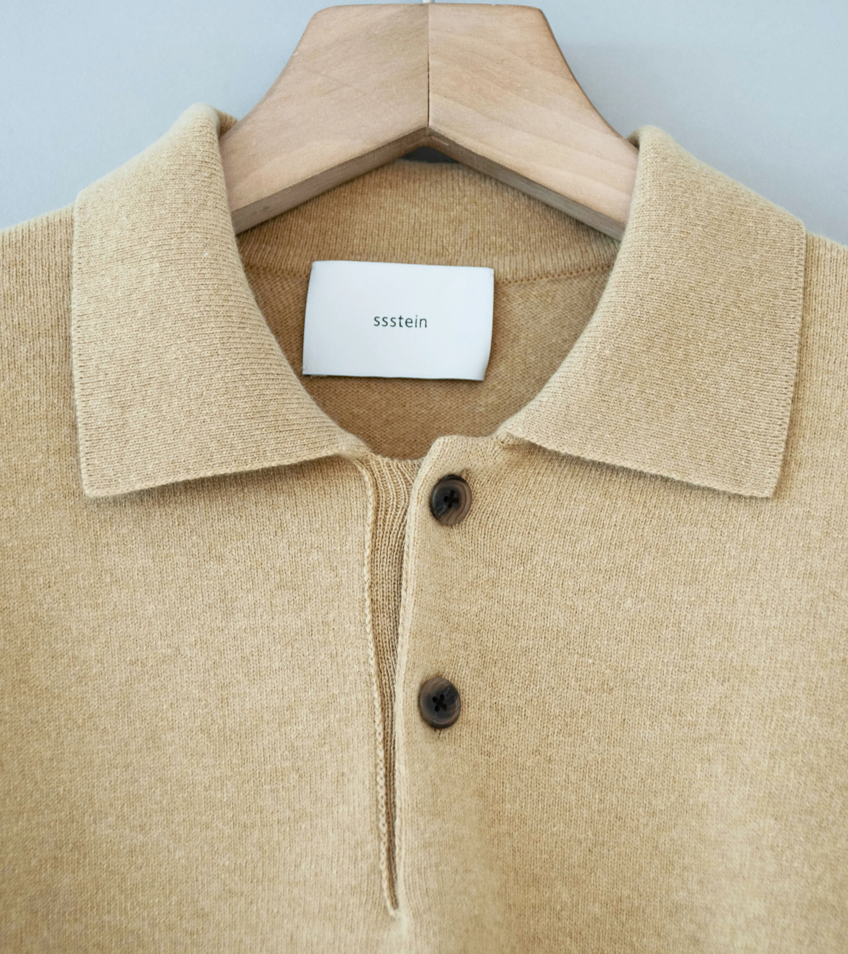 Stein 'Extra Fine Wool Knit Polo LS' (Beige) - Image 5