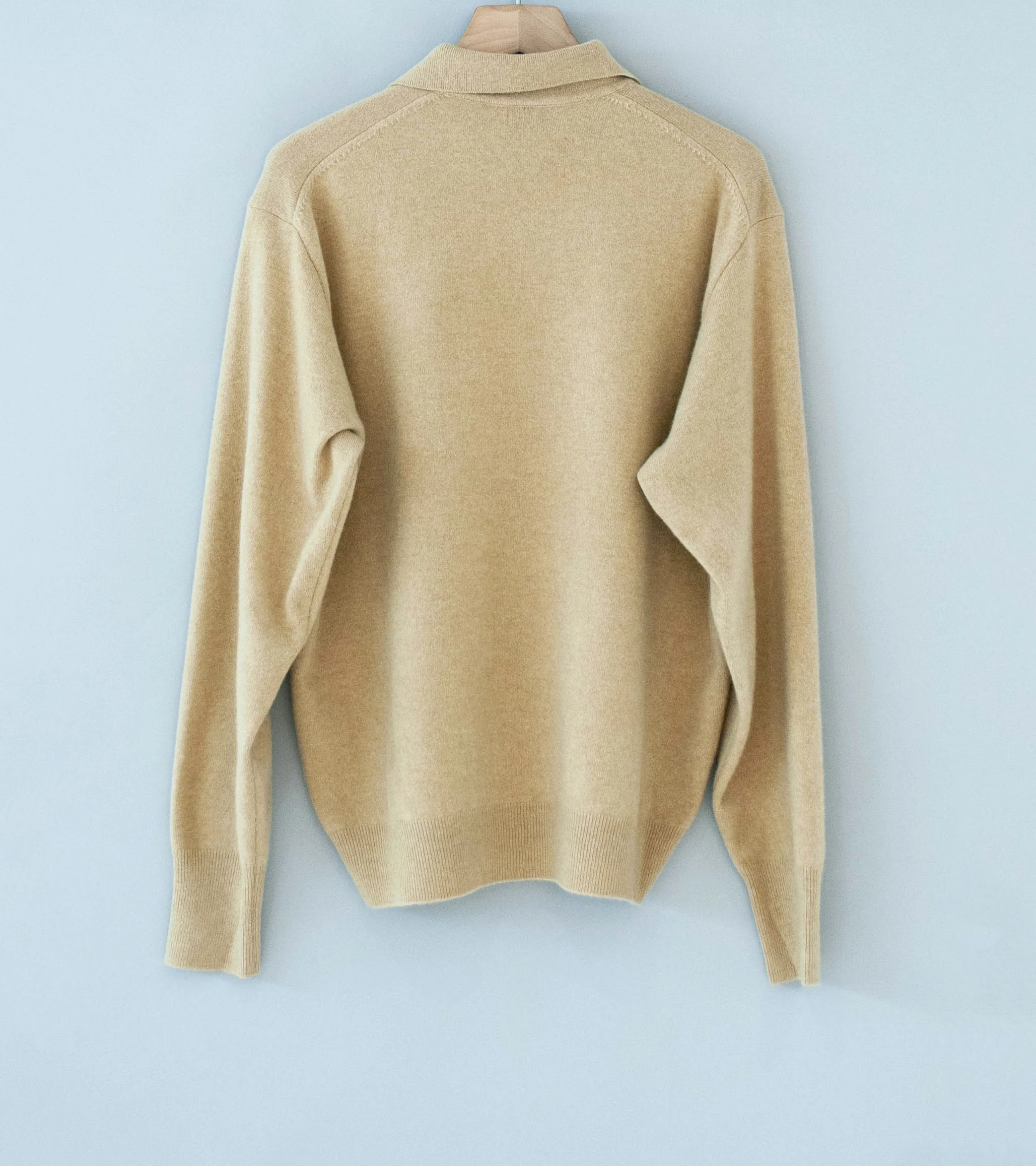 Stein 'Extra Fine Wool Knit Polo LS' (Beige) - Image 7